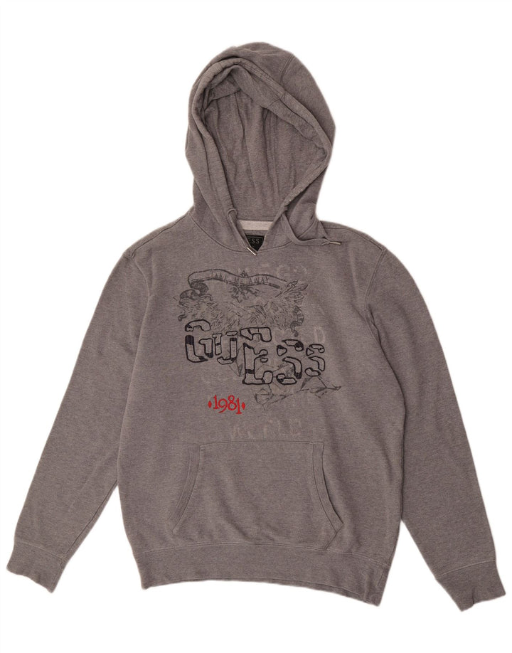 Guess Herren-Kapuzenpullover mit Grafik, mittelgraue Baumwolle