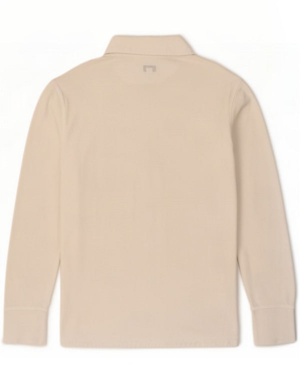 Armani Jeans Herren Langarm-Poloshirt, große weiße Baumwolle