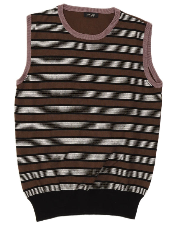 Gaudi Damen Weste Tank Top UK 12 Mittelbraun gestreift Viskose