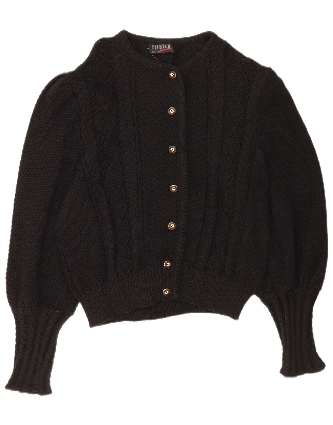 Pfister Damen Strickjacke Pullover EU 46 XL Schwarze Schurwolle