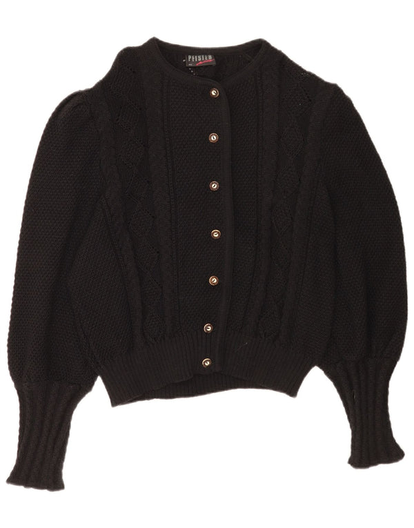 Pfister Damen Strickjacke Pullover EU 46 XL Schwarze Schurwolle