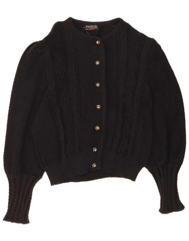 Pfister Damen Strickjacke Pullover EU 46 XL Schwarze Schurwolle