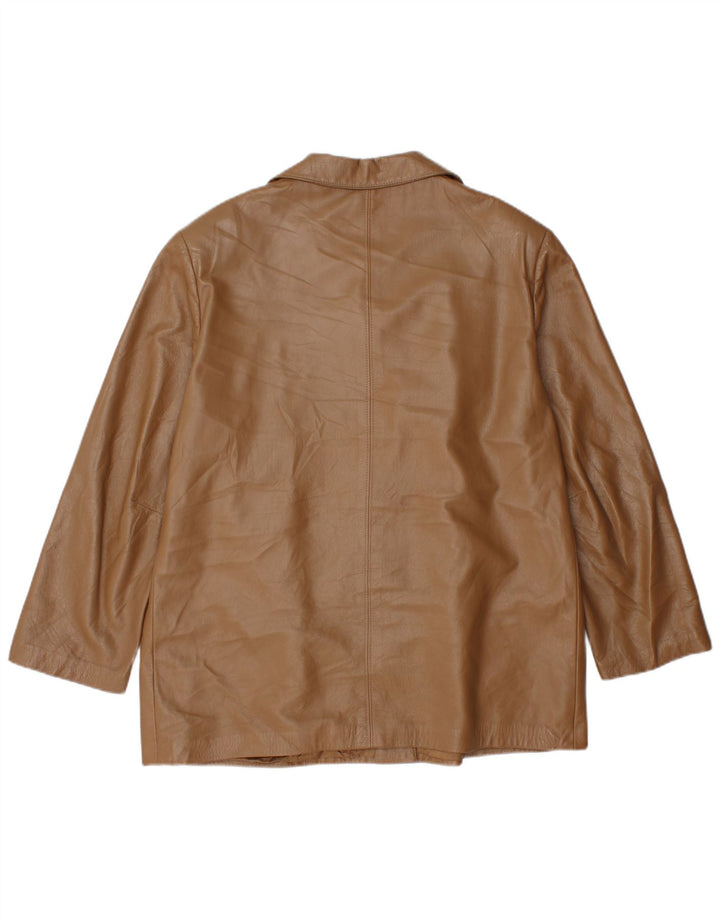VINTAGE Womens Leather Jacket UK 18 XL Brown