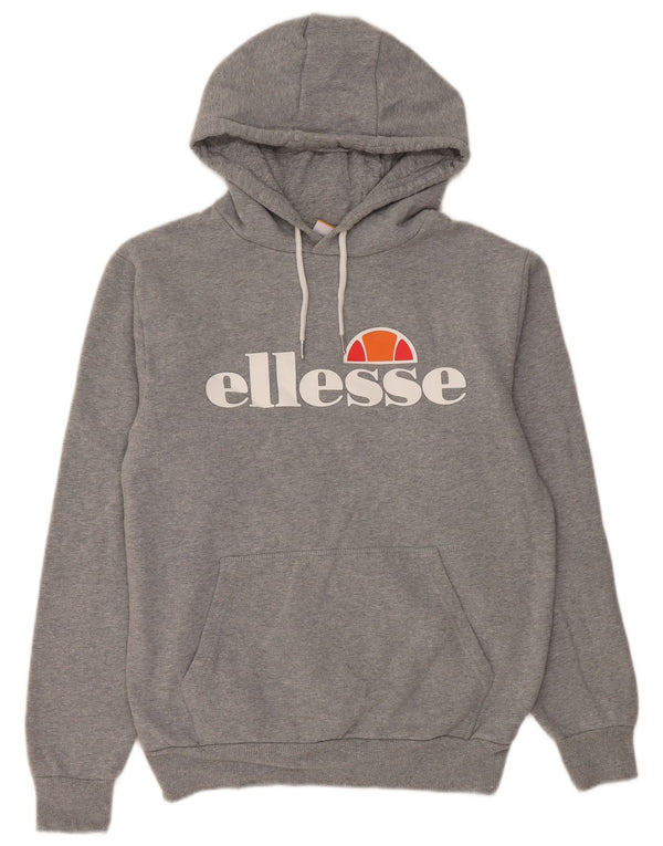 Ellesse Womens Graphic Hoodie Pullover UK 12 Mittelgrau gefleckte Baumwolle