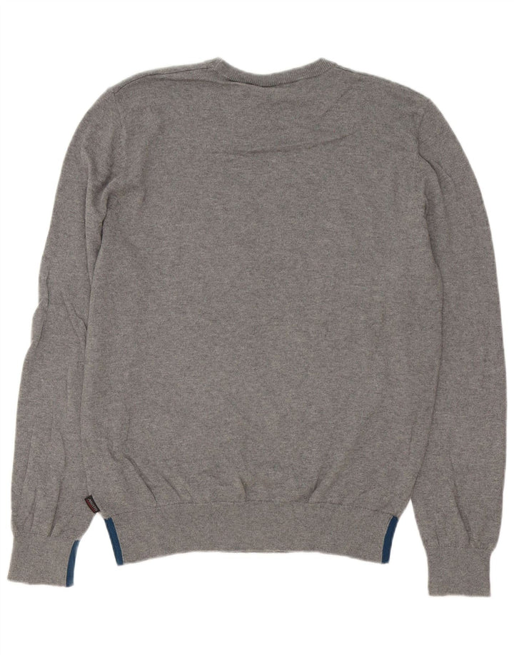 Musto Herren-Pullover mit Rundhalsausschnitt, mittelgraue Baumwolle