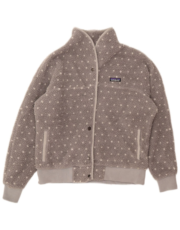 Patagonia Damen Fleecejacke UK 16 Large Grau geflecktes Polyester