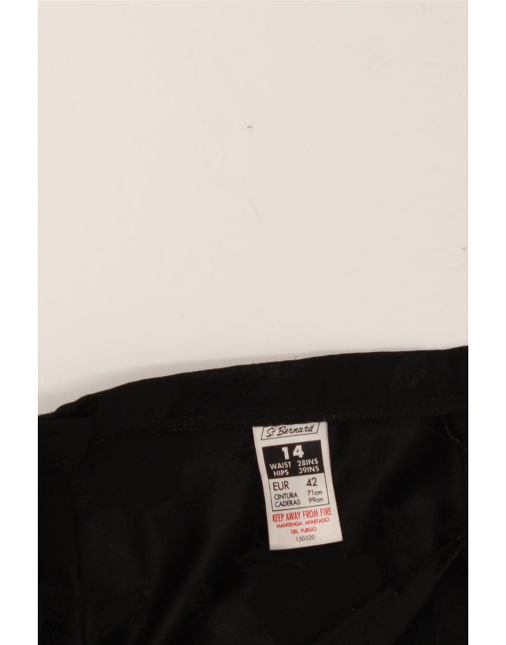 ST. BERNARD Womens A-Line Skirt UK 14 Medium W28  Black Floral Polyester Vintage St. Bernard and Second-Hand St. Bernard from Messina Hembry 