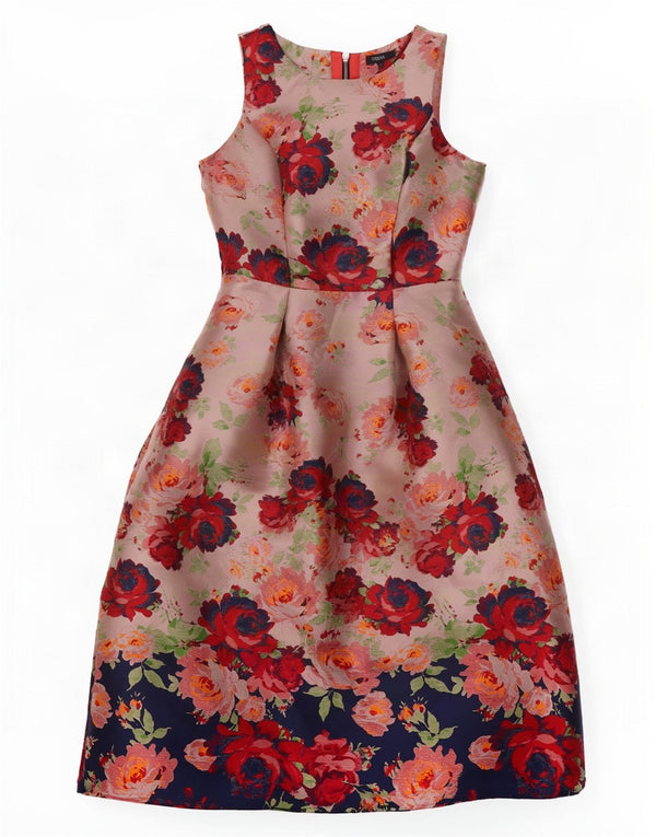 Next Damen Ärmelloses Etuikleid UK 6 XS Rosa Blumenmuster Polyester