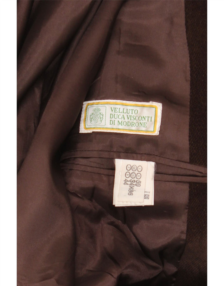 Velluto Duca Visconti Herren-Blazer mit 3 Knöpfen, IT 50, große braune Baumwolle