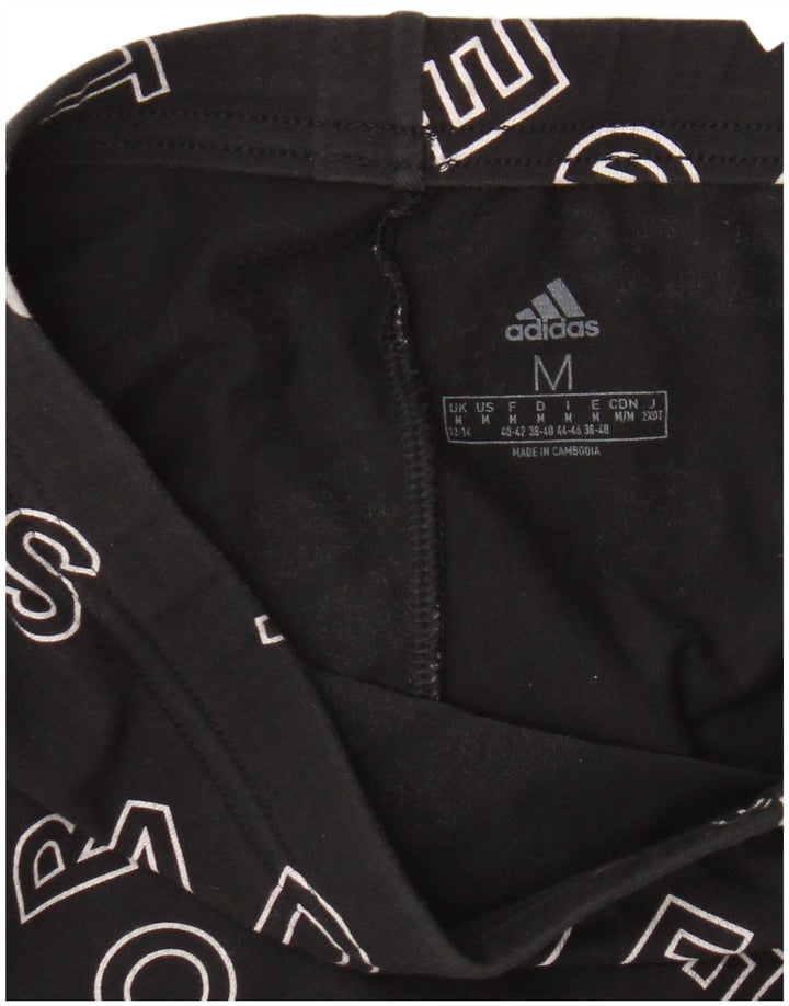 Adidas Damen Graphic Leggings UK 12/14 Medium Schwarz