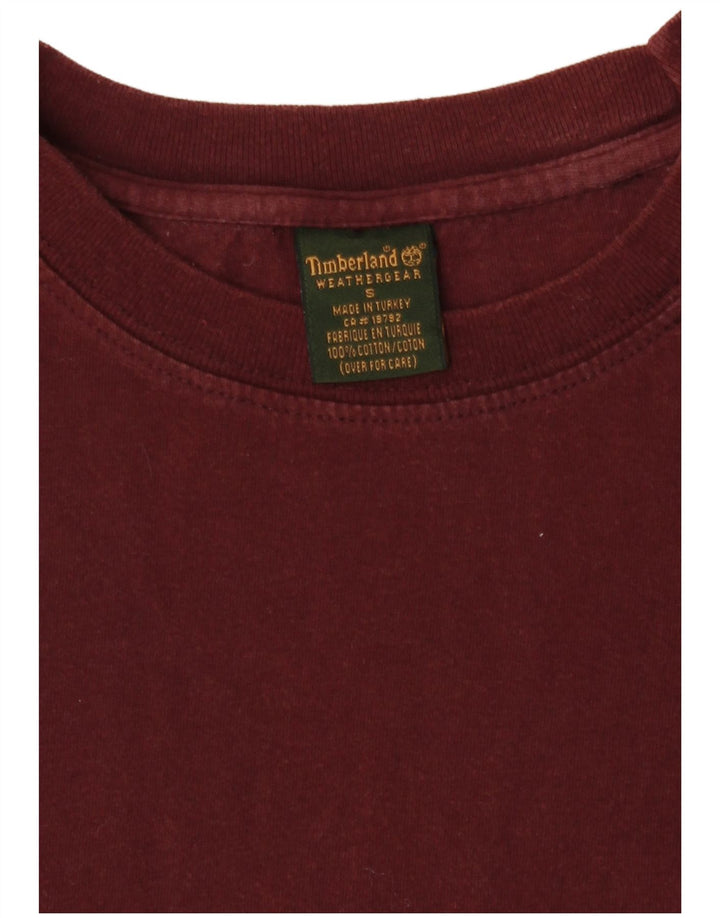 Timberland Herren T-Shirt Top Small Burgund Baumwolle