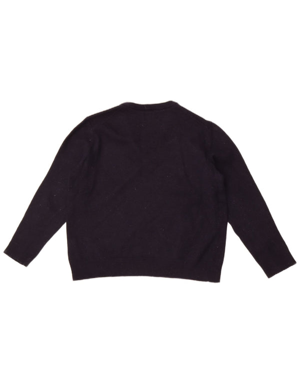 Gant Damen Crop Pullover mit V-Ausschnitt UK 18 XL Marineblaue Wolle