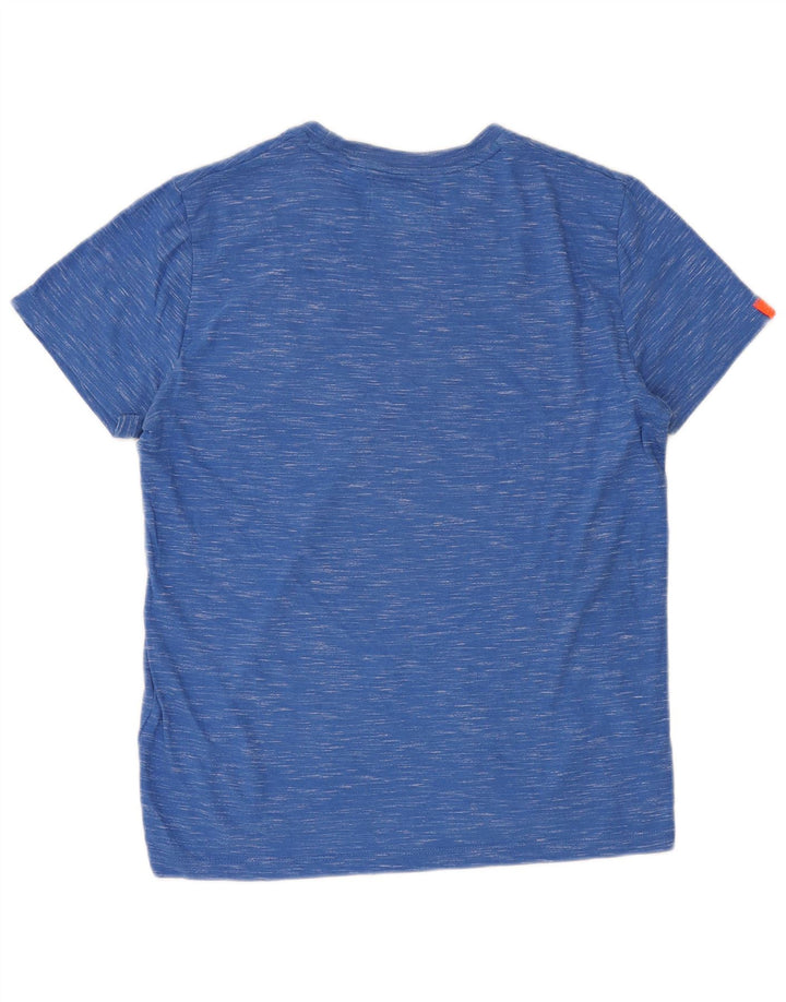 SUPERDRY Herren-T-Shirt-Oberteil, groß, blau gesprenkelte Baumwolle