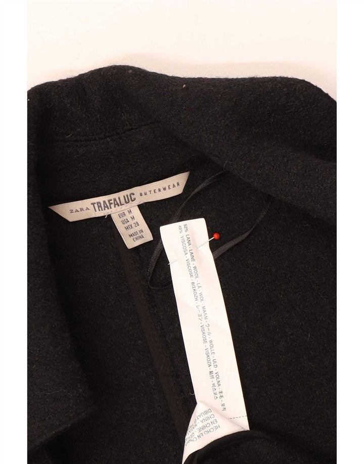 Zara Damen Trafaluc ärmelloser offener Mantel UK 14 mittelschwarze Wolle
