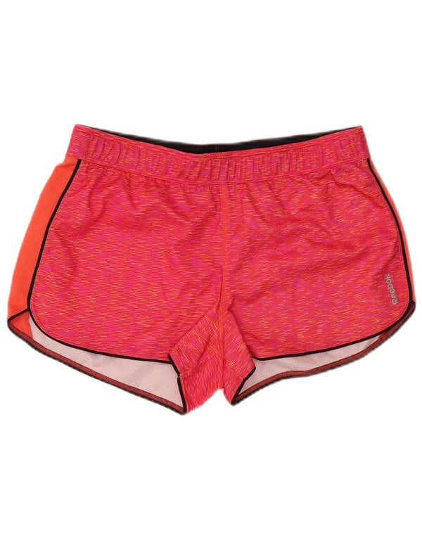 Reebok Damen Sportshorts UK 14 Großes rosa meliertes Polyester