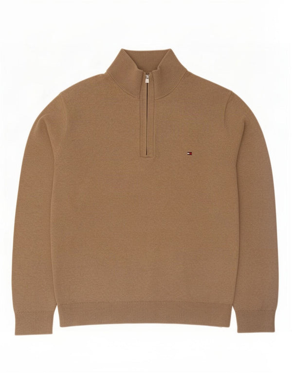 Tommy Hilfiger Herren-Pullover mit Reißverschluss, 2XL, beige Baumwolle