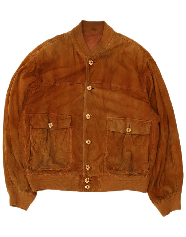 Forester Herren-Bomberjacke aus Wildleder, Gr. 40, großes beiges Leder