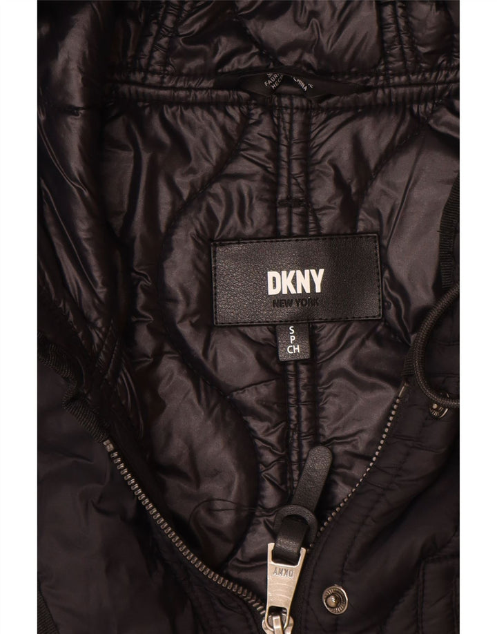Dkny Damen Übergroßer, gesteppter Mantel mit Kapuze, UK 10, Größe S, schwarzes Nylon