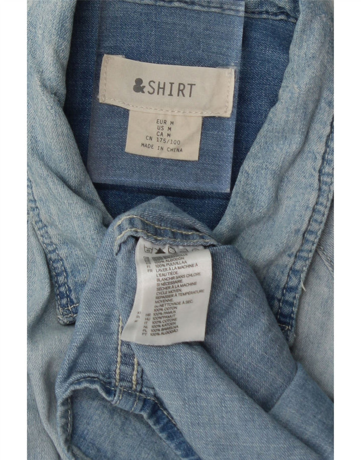 VINTAGE Mens Denim Shirt Medium Blue Cotton Vintage Vintage and Second-Hand Vintage from Messina Hembry 