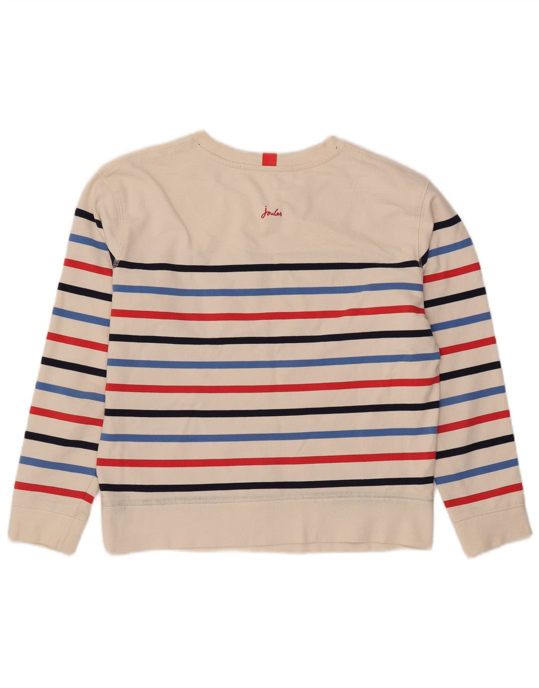 Joules Damen-Sweatshirt-Pullover in Übergröße, UK 8, Größe S, weiß, gestreift, Baumwolle