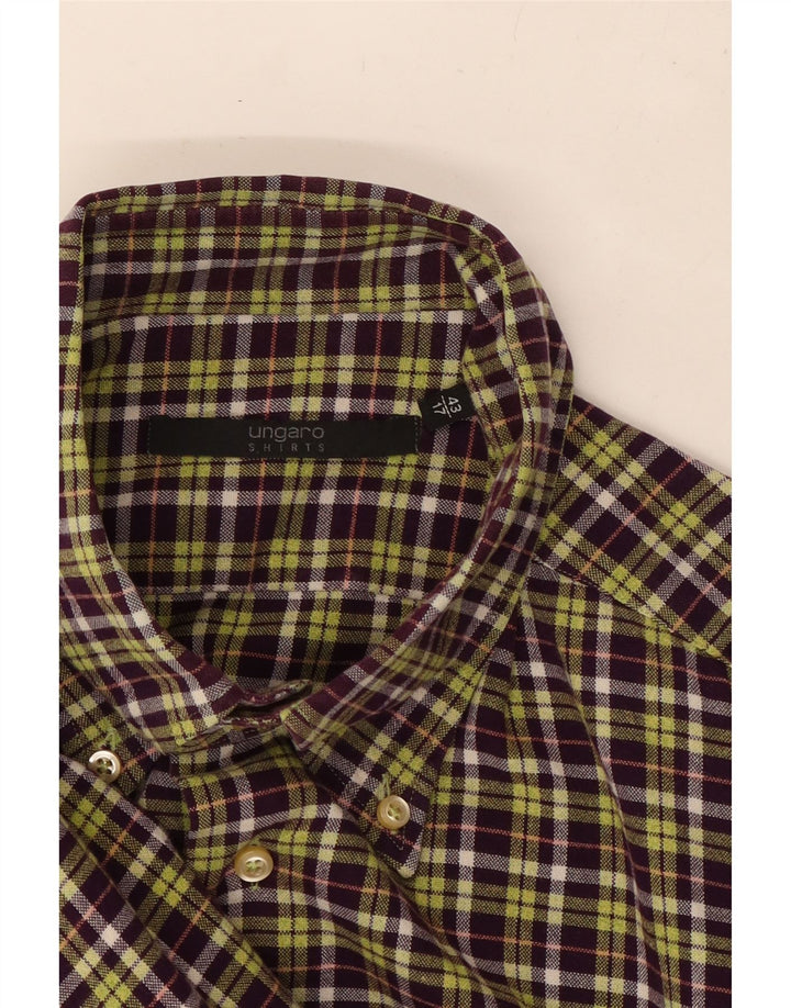 UNGARO Herrenhemd Größe 43 17 XL Lila kariert