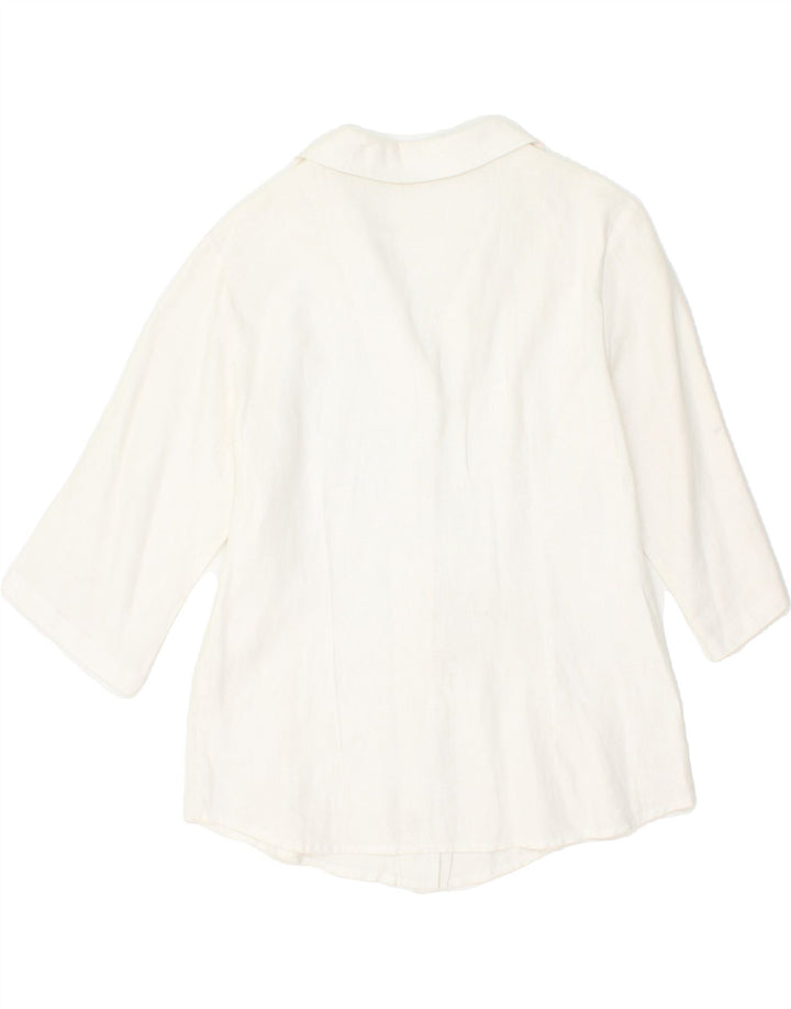 VINTAGE Womens 3/4 Sleeve Shirt Blouse UK 12 Medium White Vintage Vintage and Second-Hand Vintage from Messina Hembry 