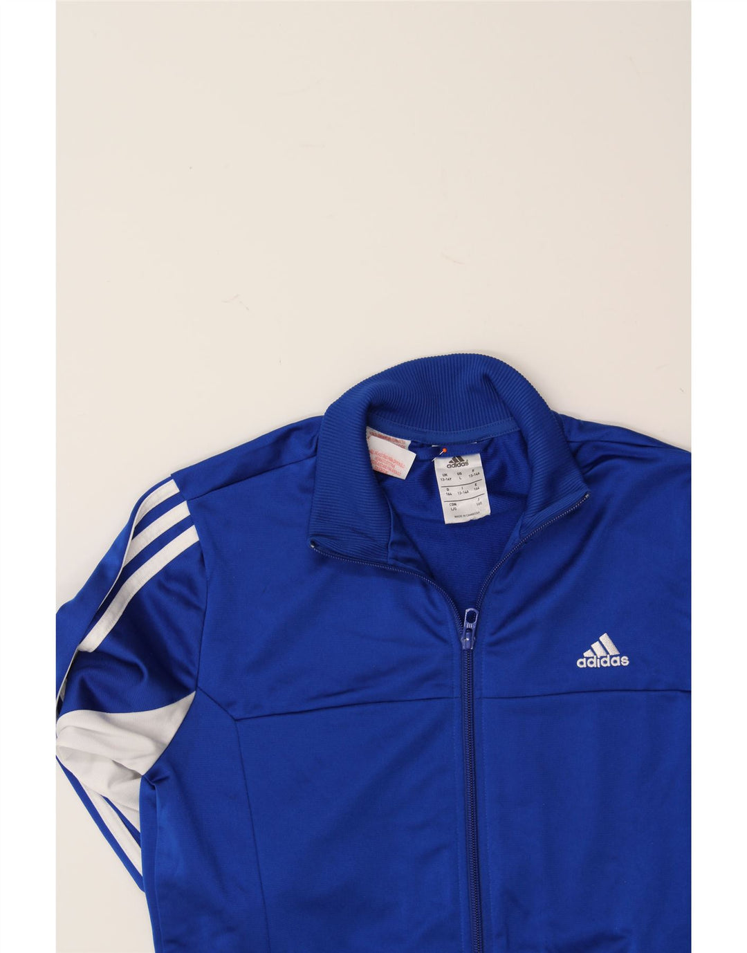 ADIDAS Boys Tracksuit Top Jacket 13-14 Years Blue Colourblock Polyester Vintage Adidas and Second-Hand Adidas from Messina Hembry 