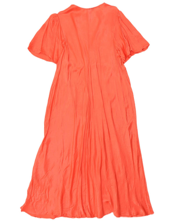 Marks & Spencer Damen Normales Maxikleid UK 22 3XL Orange Viskose