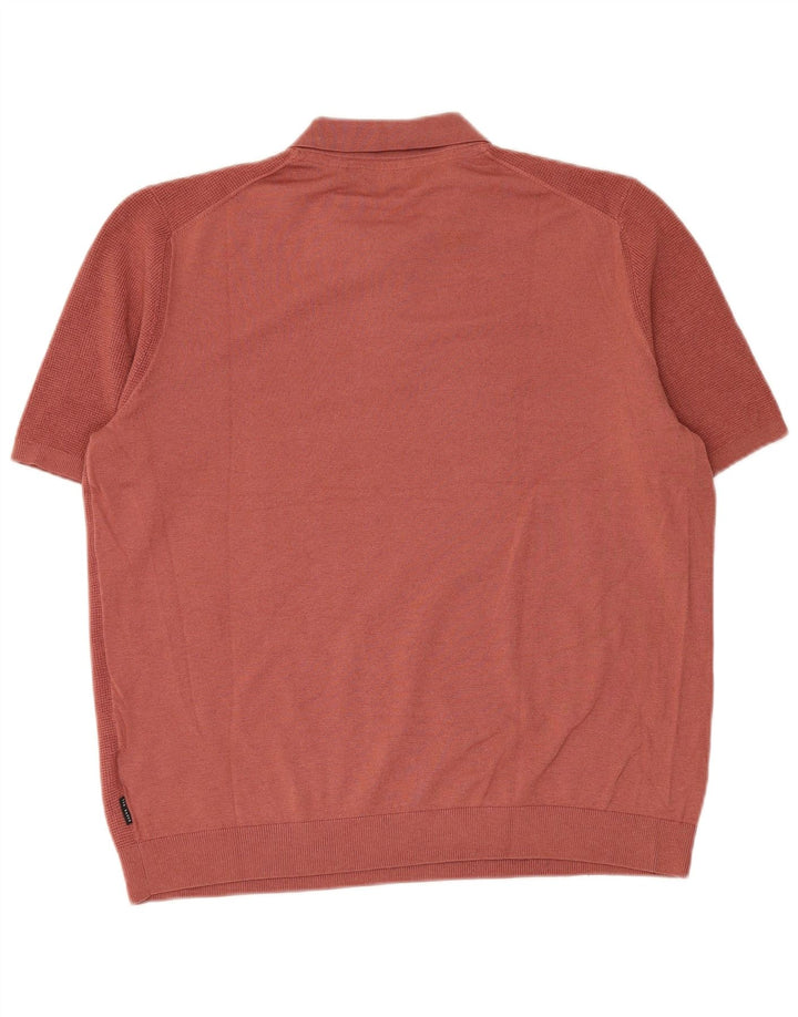 Ted Baker Herren-Poloshirt, Größe 6 2XL, rotes Polyester