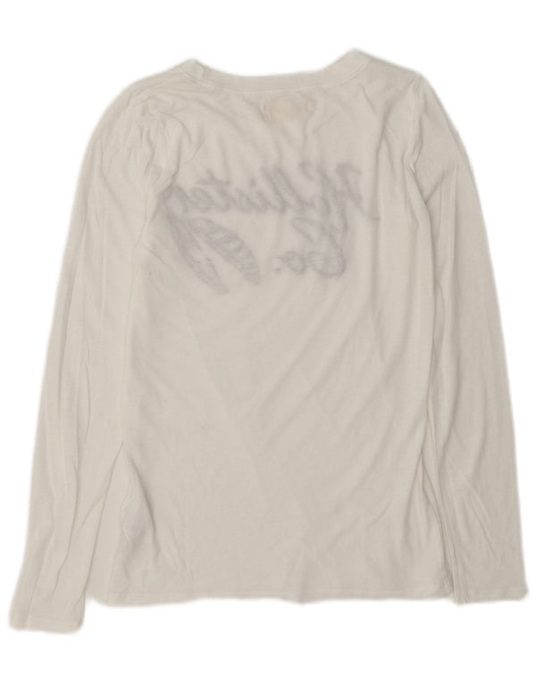 Hollister Womens Graphic Top Langarm UK 10 Small Weiße Baumwolle