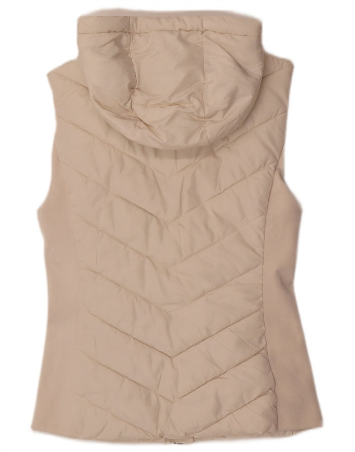 Zara Wattierte Damen-Weste mit Kapuze, UK 12, Mittelweiß, Polyester