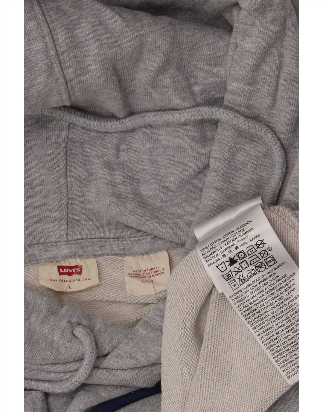 Levi's Womens Graphic Oversized Hoodie Pullover UK 14 Large Grau meliert