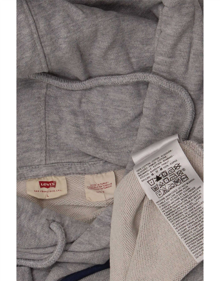 Levi's Womens Graphic Oversized Hoodie Pullover UK 14 Large Grau meliert