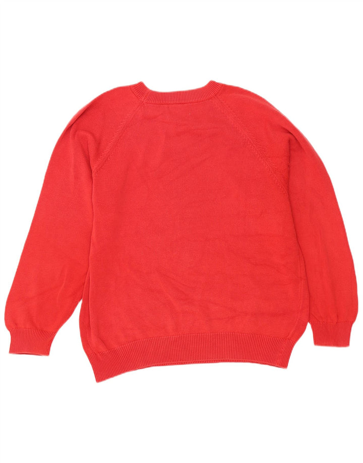 Benetton Herren-Pullover mit Rundhalsausschnitt, mittelrote Baumwolle