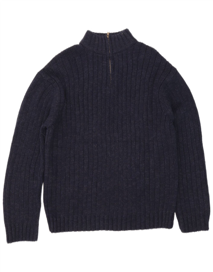 Marks & Spencer Herren-Pullover mit Reißverschluss am Hals, 2XL, Marineblau, Acryl