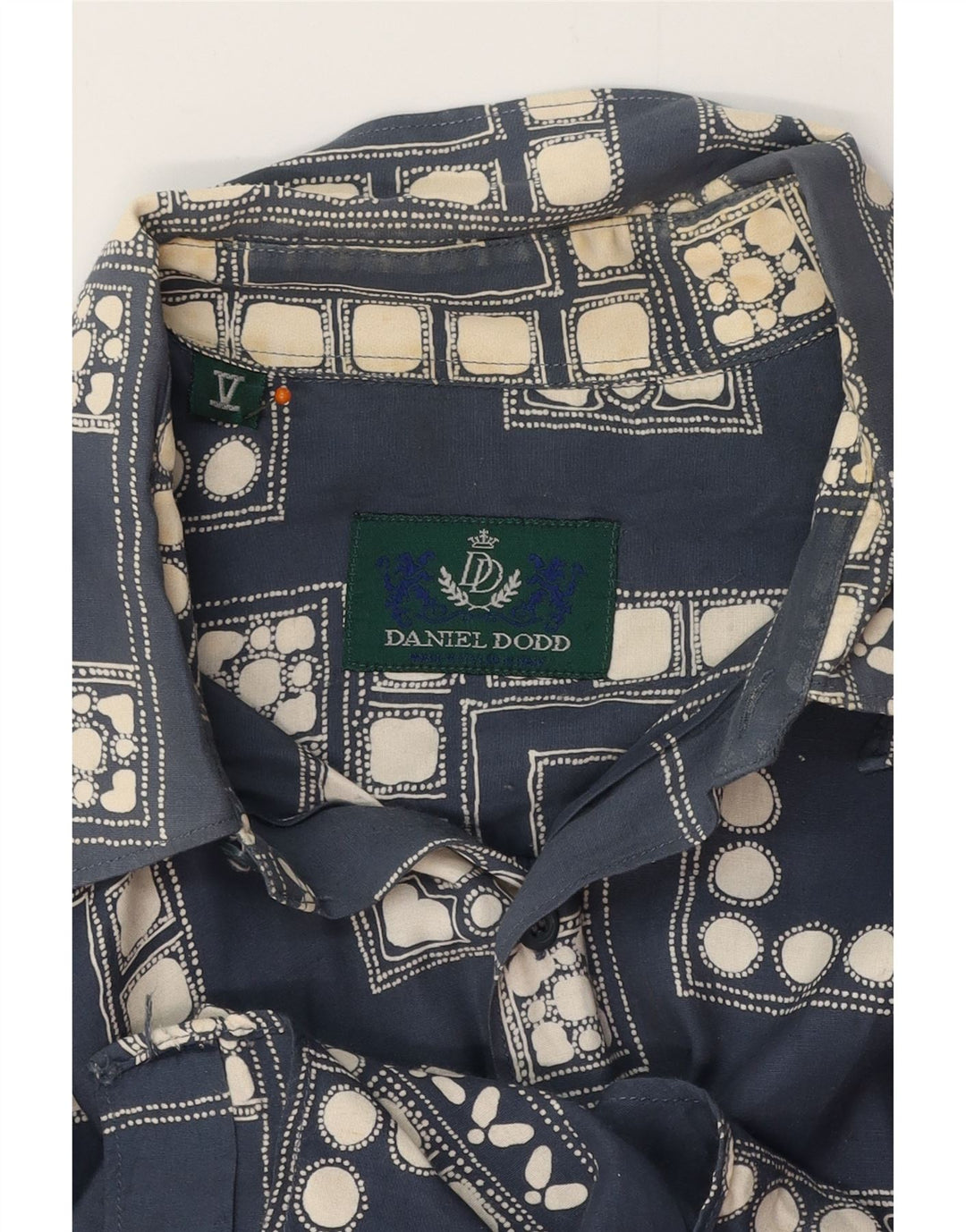 VINTAGE Herrenhemd groß marineblau geometrisch