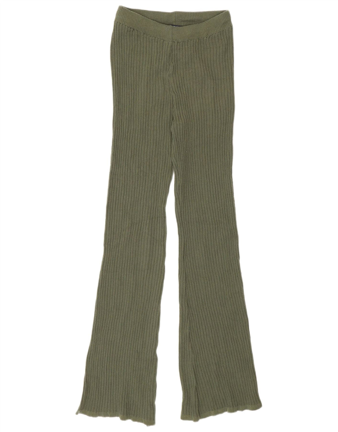 Zara Damen Knit Flare Leggings UK 12 Mittelgrünes Polyester