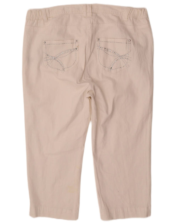 M&Co Damen Capri-Jeans mit hoher Taille, gerade, UK 22, 3XL, W44, L22, weiße Baumwolle