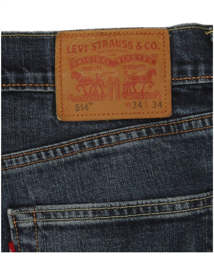 Levi's Herren 514 Straight Jeans W34 L34 Blaue Baumwolle