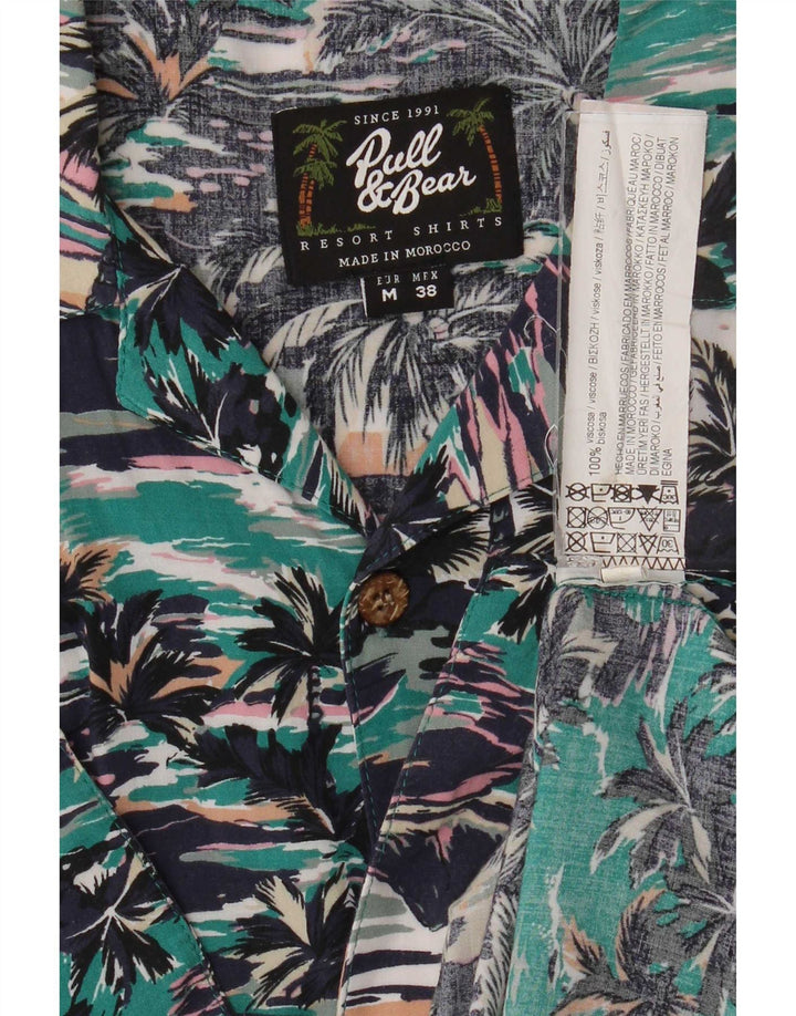 Pull & Bear Hawaii-Kurzarmhemd für Herren, mittelgroß, mehrfarbig, Viskose