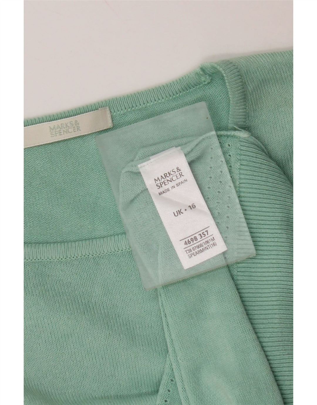 MARKS & SPENCER Damen Crop Pullover mit Rundhalsausschnitt, UK 16, Größe L, Türkis