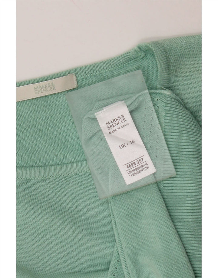 MARKS & SPENCER Damen Crop Pullover mit Rundhalsausschnitt, UK 16, Größe L, Türkis