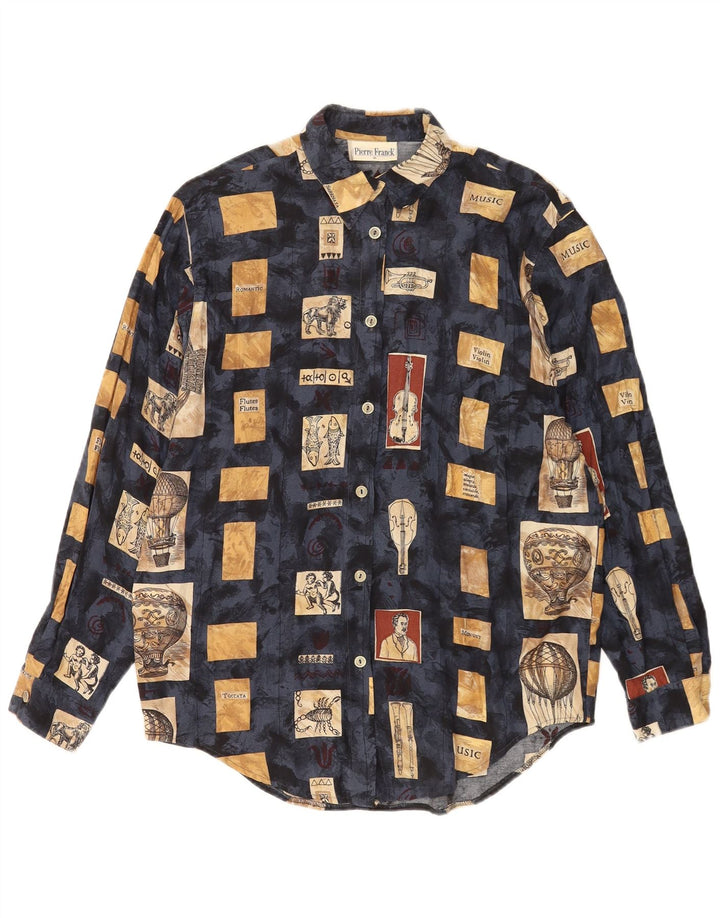 Vintage Damen Shirt EU 38 Medium Marineblau Patchwork Viskose
