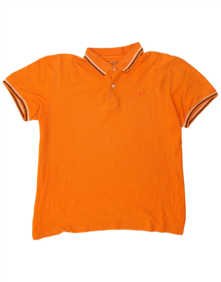 Lotto Herren Poloshirt 3XL Orange gestreift