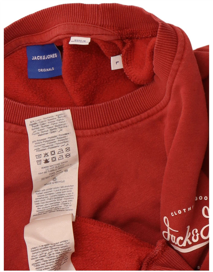 JACK & JONES Herren-Sweatshirt, Pullover, Größe L, Burgunderrot, Baumwolle