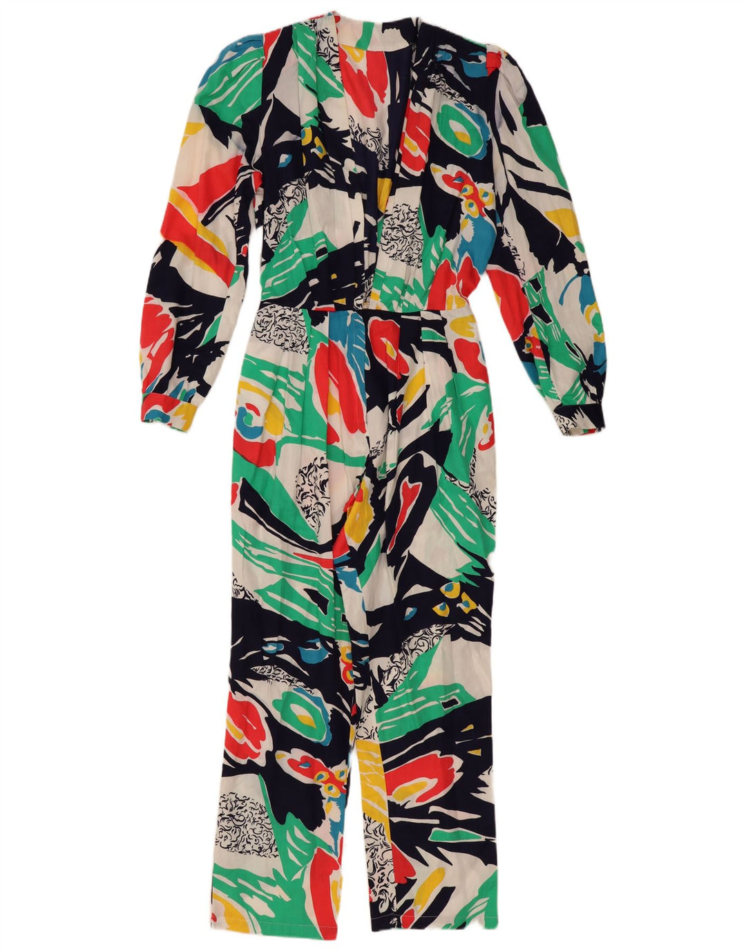 Vintage Damen Jumpsuit mit abstraktem Muster UK 12 Medium Mehrfarbig