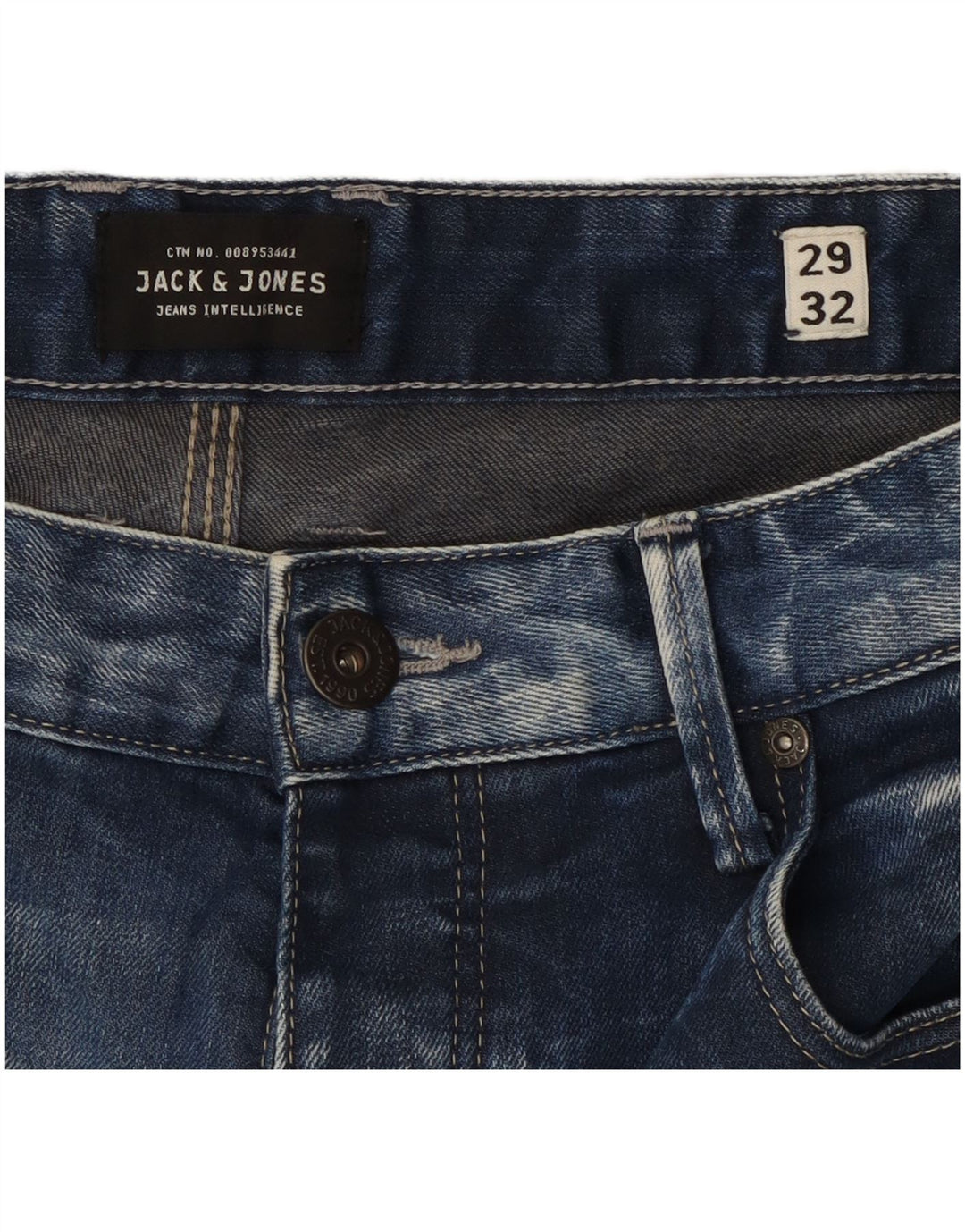 Jack & Jones Herren Mike Straight Jeans W29 L32 Blaue Baumwolle