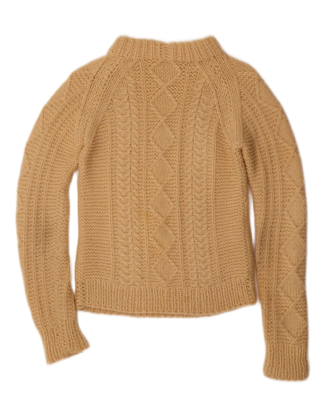 VINTAGE Damen Rollkragenpullover Pullover UK 8 Small Beige
