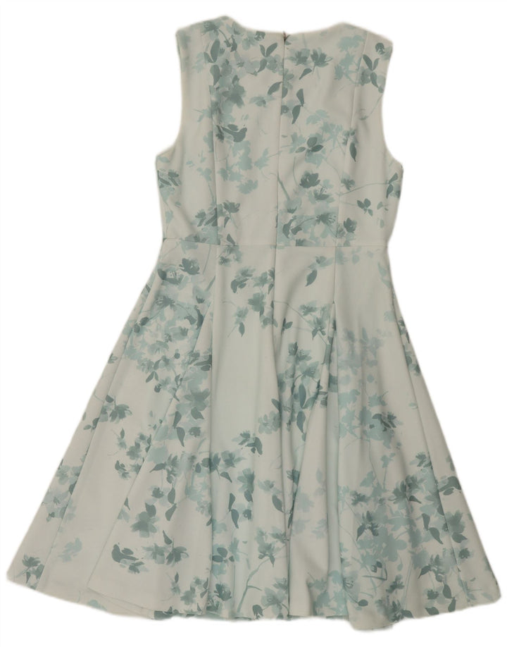Dkny Damen Ärmelloses A-Linien-Kleid EU 40 Mittelgrünes Blumenmuster aus Polyester