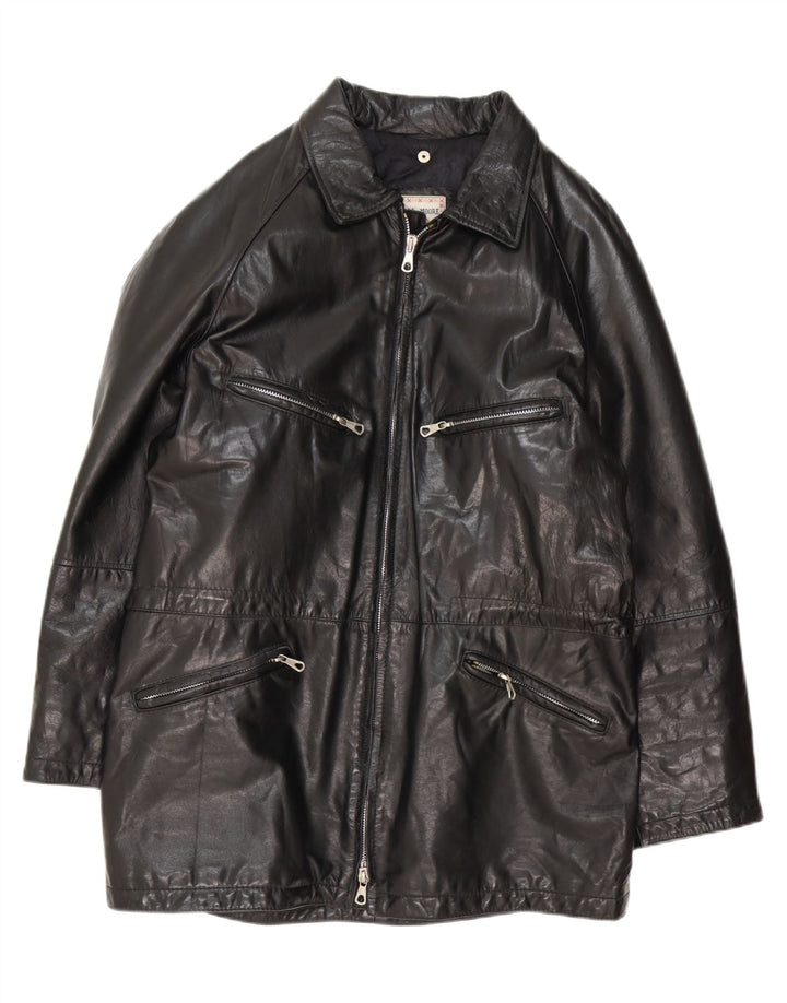 MORE & MORE Herren Ledermantel UK 40 Großes schwarzes Leder